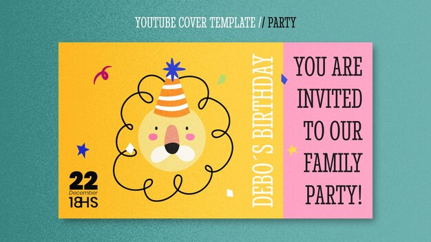 Portada de youtube divertida fiesta dibujada a mano