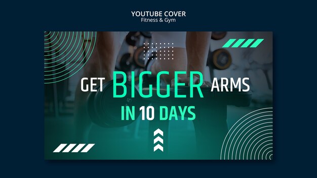 Portada de youtube de entrenamiento de gimnasio de diseño plano.