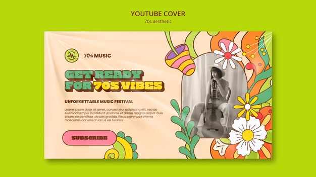 Portada de youtube estética de los 70 dibujada a mano