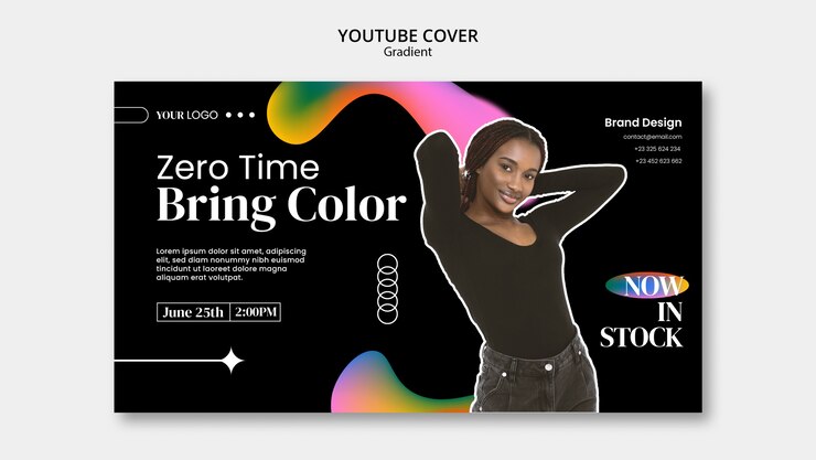 PSD gratuito portada de youtube de estilo degradado