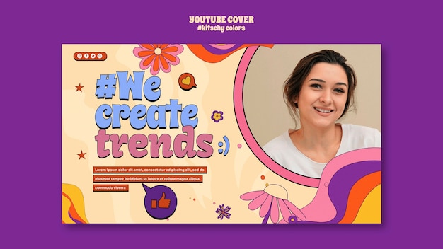 Portada de youtube estilo kitsch colores