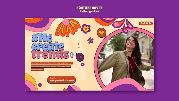 Portada de youtube estilo kitsch colores