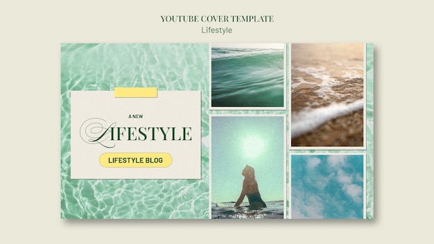 PSD gratuito portada de youtube de estilo de vida natural de diseño plano