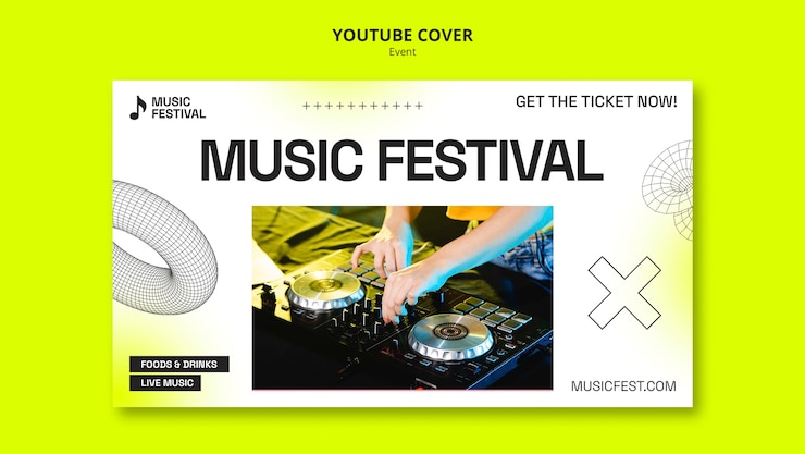 PSD gratuito portada de youtube del evento de música geométrica.