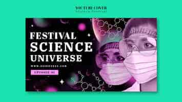 PSD gratuito portada de youtube del festival de ciencia