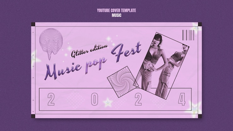 PSD gratuito portada de youtube del festival de música retro