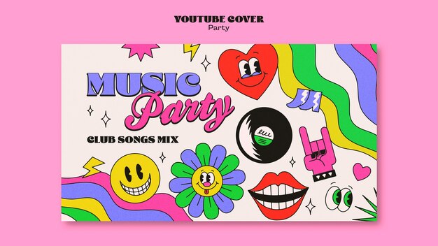Portada de youtube de fiesta de música retro