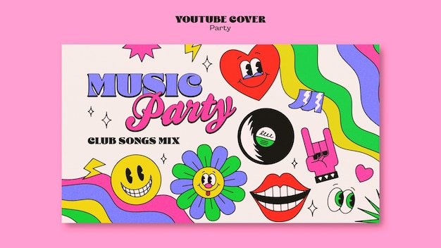 Portada de youtube de fiesta de música retro