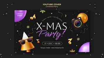 PSD gratuito portada de youtube fiesta de navidad