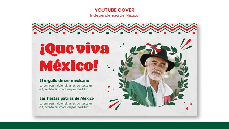 PSD gratuito portada de youtube de la independencia de mexico