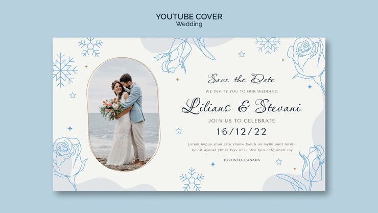 PSD gratuito portada de youtube de invitación de boda de invierno