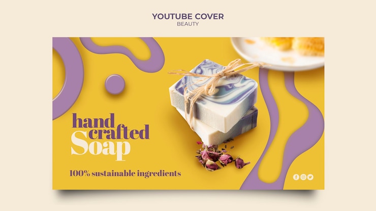 PSD gratuito portada de youtube de jabón artesanal creativo