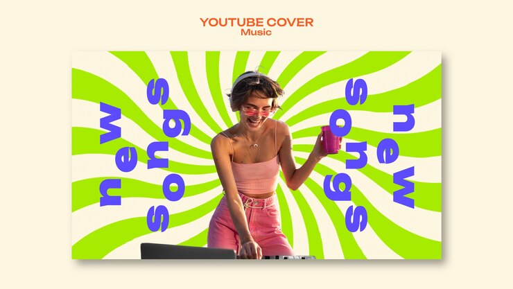 PSD gratuito portada de youtube de lanzamiento de música de diseño plano