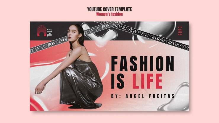 PSD gratuito portada de youtube de moda femenina.