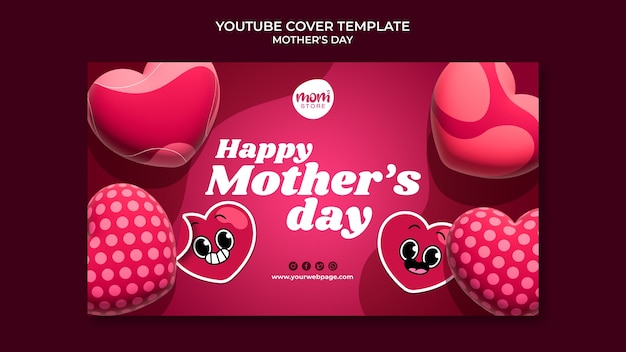 PSD gratuito portada de youtube realista del día de la madre.