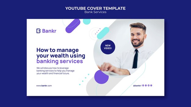 Portada de youtube de servicios bancarios de diseño plano