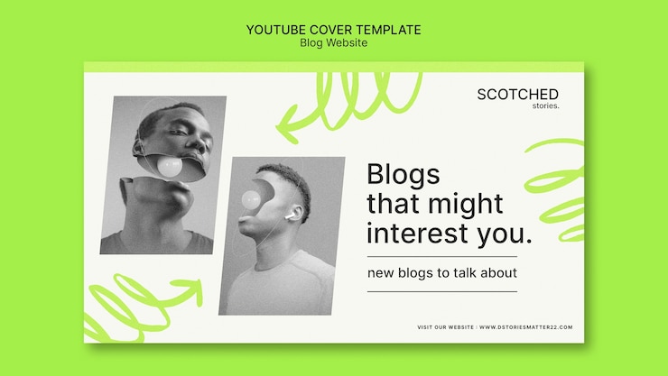 PSD gratuito portada de youtube del sitio web del blog mínimo