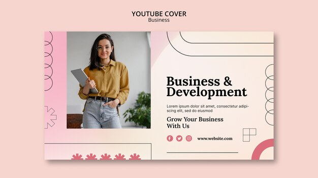 Portada de youtube de solución empresarial de diseño plano