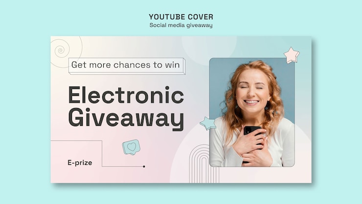 PSD gratuito portada de youtube del sorteo de redes sociales degradados