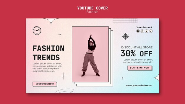 Portada de youtube de tendencias de moda degradada