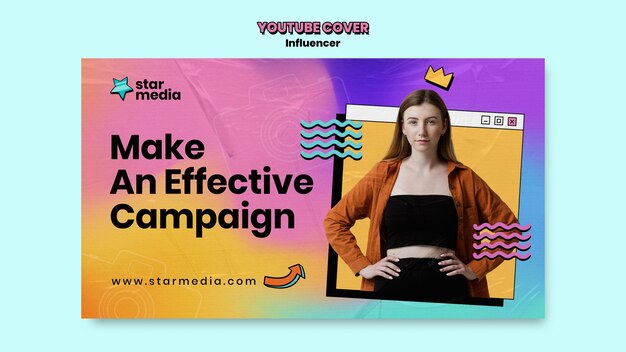Portada de youtube de trabajo de influencer degradado