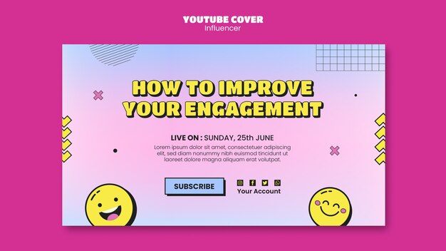 Portada de youtube de trabajo de influencer dibujada a mano