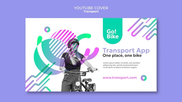 Portada de youtube de transporte ecológico degradado