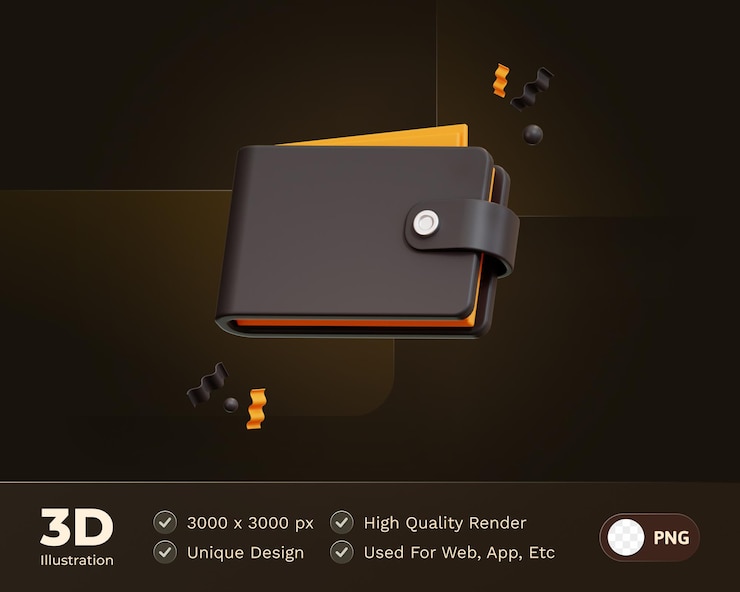 PSD gratuito portafoglio icona illustrazione 3d e commerce