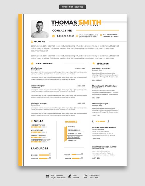 Portafolio de currículum limpio y moderno o plantilla de cv
