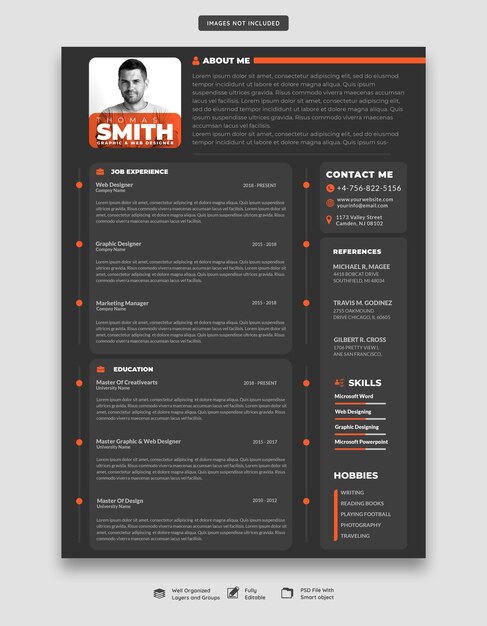 Portafolio de currículum limpio y moderno o plantilla de cv