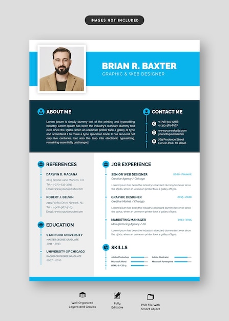 Portafolio de currículum limpio y moderno o plantilla de cv
