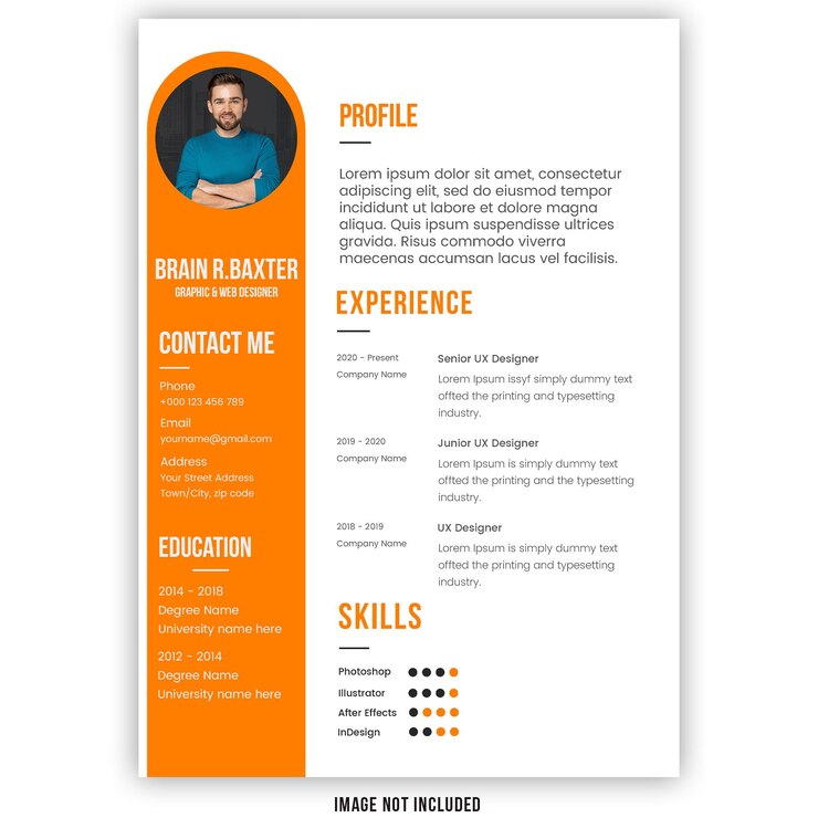 PSD gratuito portafolio de currículum limpio y moderno o plantilla de cv