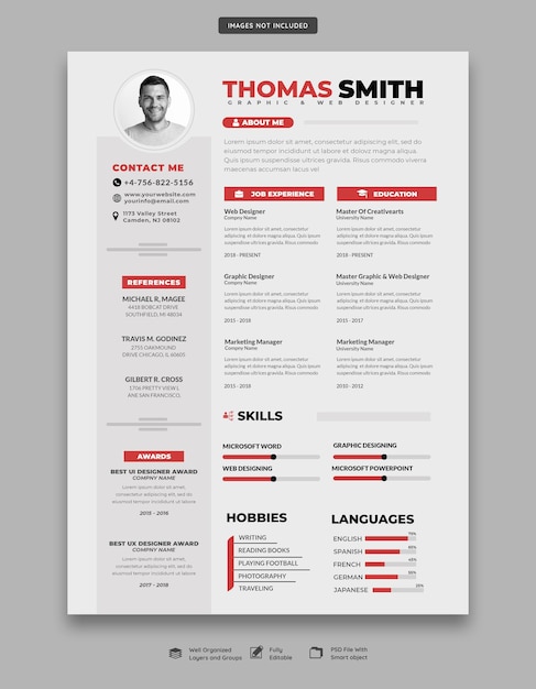 Portafolio de currículum o plantilla de CV limpio y moderno