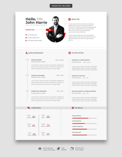 Portafolio de currículum o plantilla de CV limpio y moderno