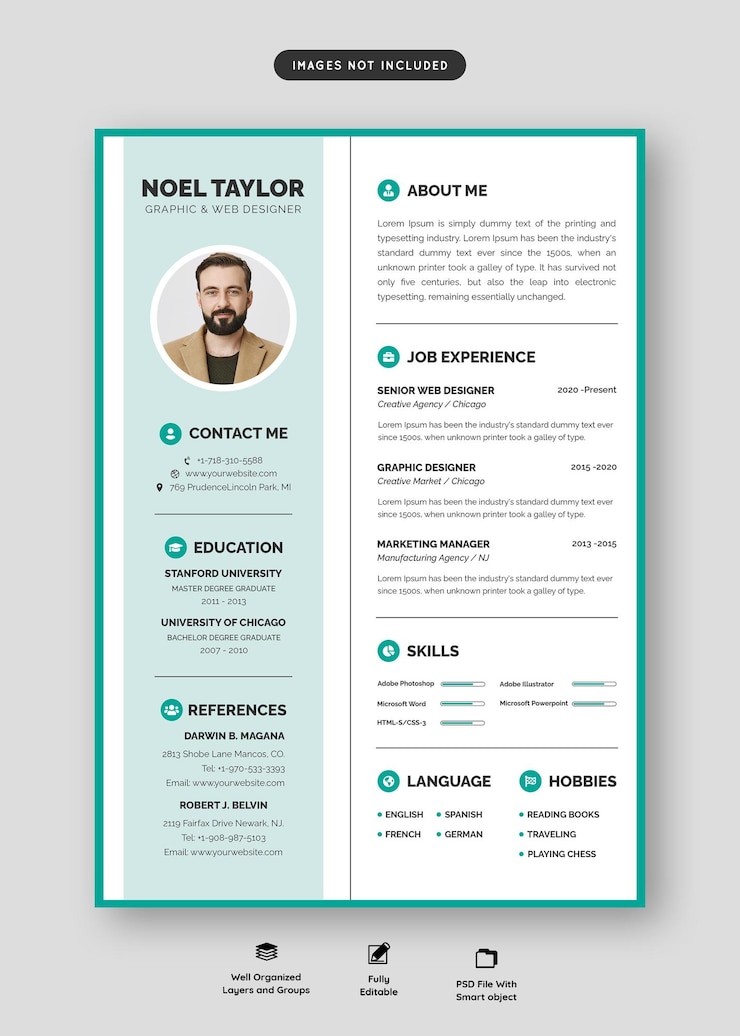 PSD gratuito portfolio di curriculum pulito e moderno o modello di cv
