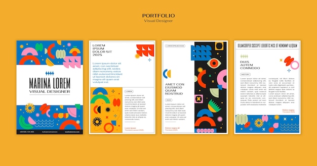 Portfolio moderno para un diseñador visual: formas geométricas y arte abstracto