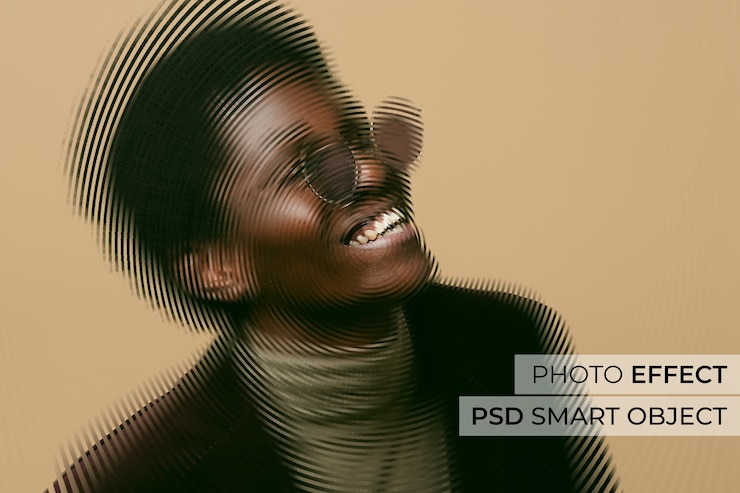 PSD Gratis portrait of person with frequency modulation effect