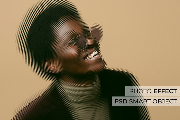 PSD Gratis portrait of person with frequency modulation effect