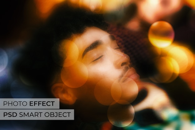 Gratis PSD portret van een persoon met bokeh-effect