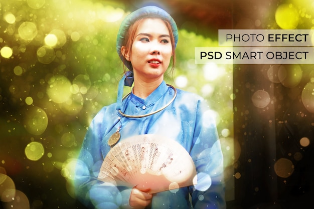 Gratis PSD portret van een persoon met bokeh-effect