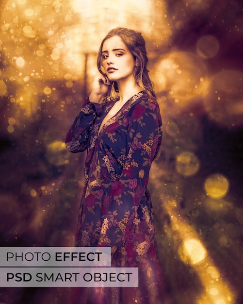 Gratis PSD portret van een persoon met bokeh-effect