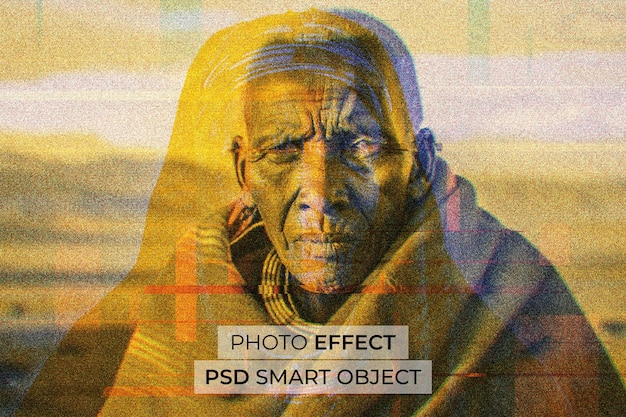 Gratis PSD portret van een persoon met dubbel belichtingseffect