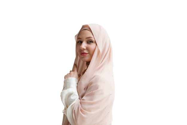 Portret van een vrouw die hijab draagt