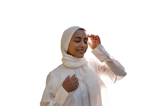 Portret van een vrouw die hijab draagt