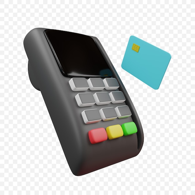 Pos machine betaalterminal pictogram geïsoleerd 3d render illustratie