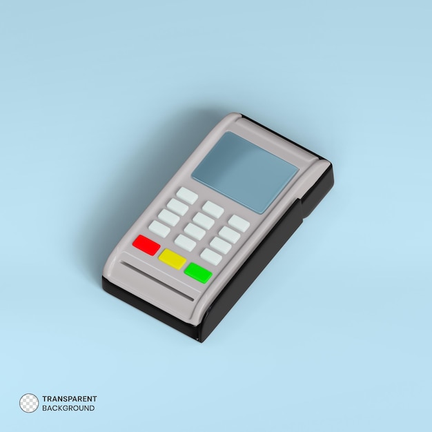 Gratis PSD pos machine betaalterminal pictogram geïsoleerd 3d render illustratie