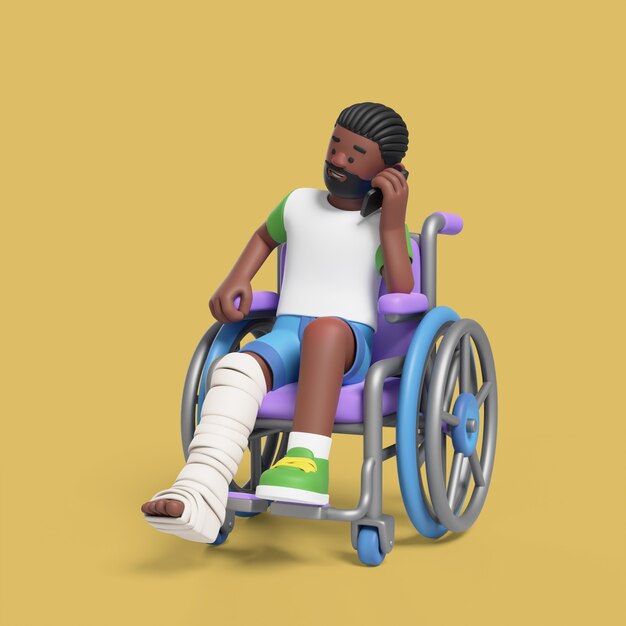 Pose 3d de hombre con movilidad reducida.