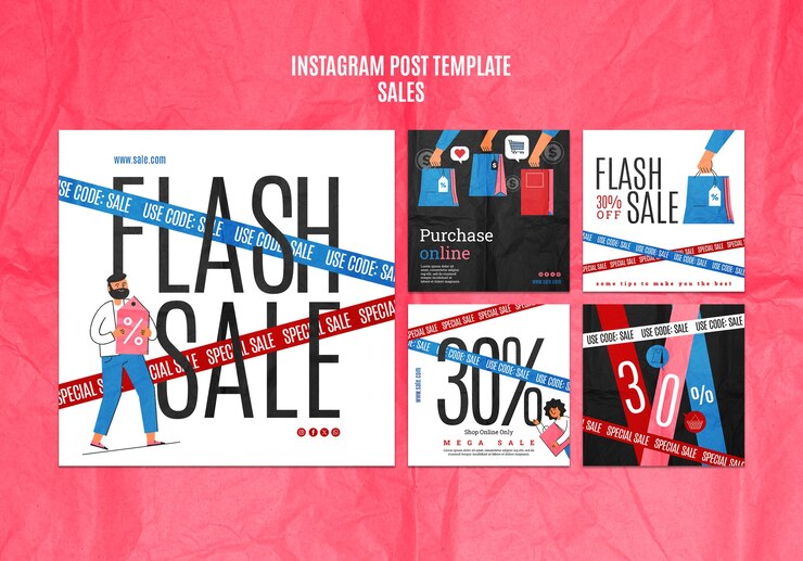 PSD gratuito post di instagram con sconti sulle vendite di design piatto