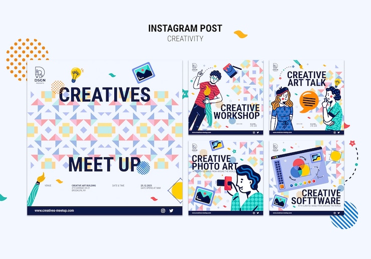 PSD gratuito post di instagram del concetto di creatività