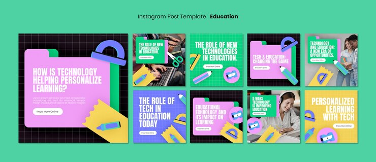 PSD gratuito post di instagram del concetto di educazione al design piatto